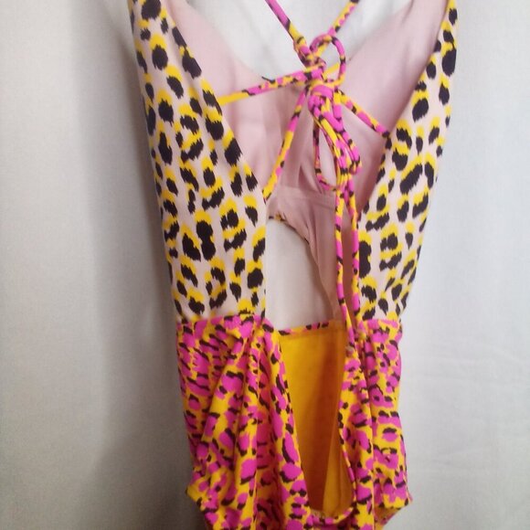 Arizona Jeans Co. Swimsuit L Women One Piece High Cut Animal Print Colorful - Picture 5 of 14